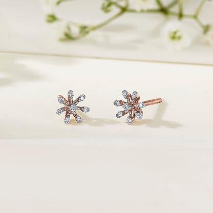 Petite Bloom Diamond & Gold Stud Earrings for Women