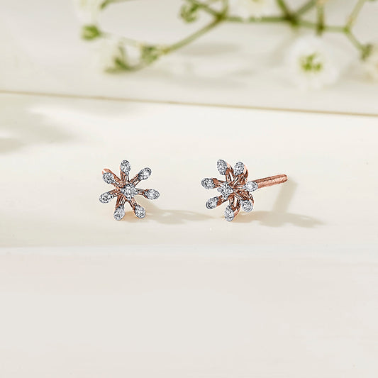 Petite Bloom Diamond & Gold Stud Earrings for Women
