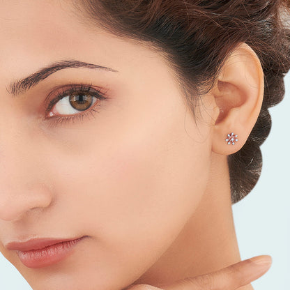 Petite Bloom Diamond & Gold Stud Earrings for Women