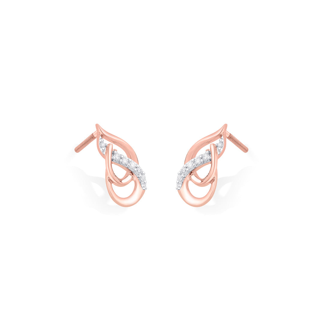Dew Shimmer Diamond & Gold Stud Earrings for Women