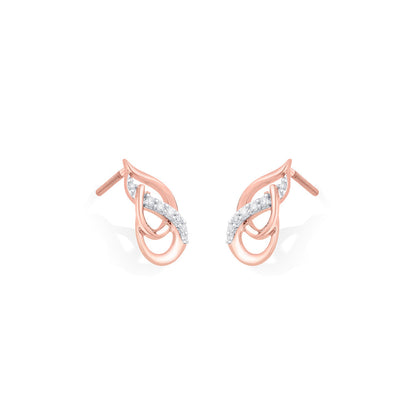 Dew Shimmer Diamond & Gold Stud Earrings for Women