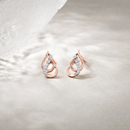Dew Shimmer Diamond & Gold Stud Earrings for Women