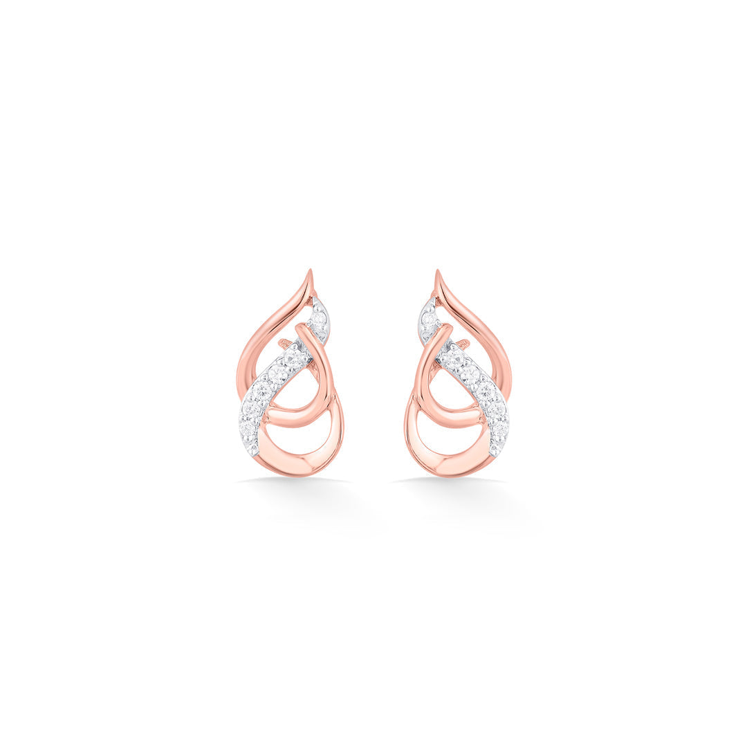 Dew Shimmer Diamond & Gold Stud Earrings for Women