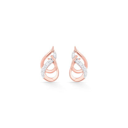 Dew Shimmer Diamond & Gold Stud Earrings for Women