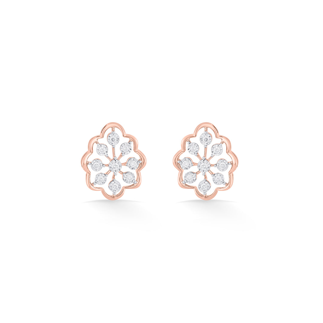 Celestial Muse Diamond & Gold Stud Earrings for Women