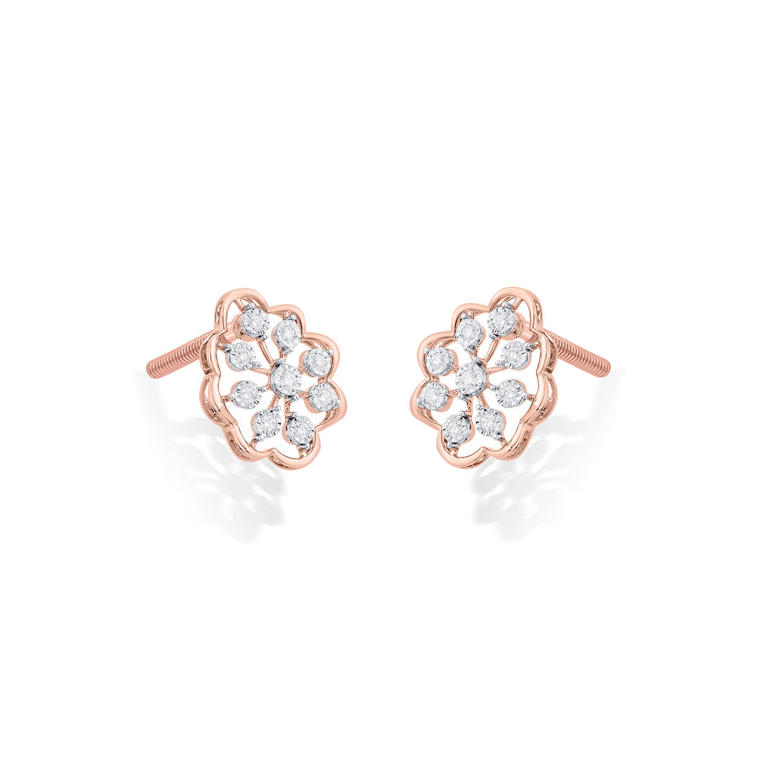 Celestial Muse Diamond & Gold Stud Earrings for Women