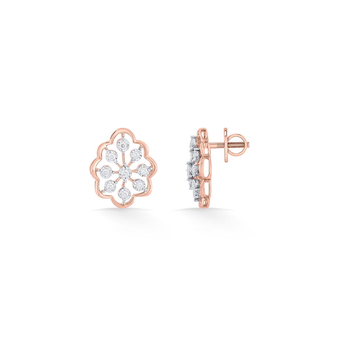 Celestial Muse Diamond & Gold Stud Earrings for Women