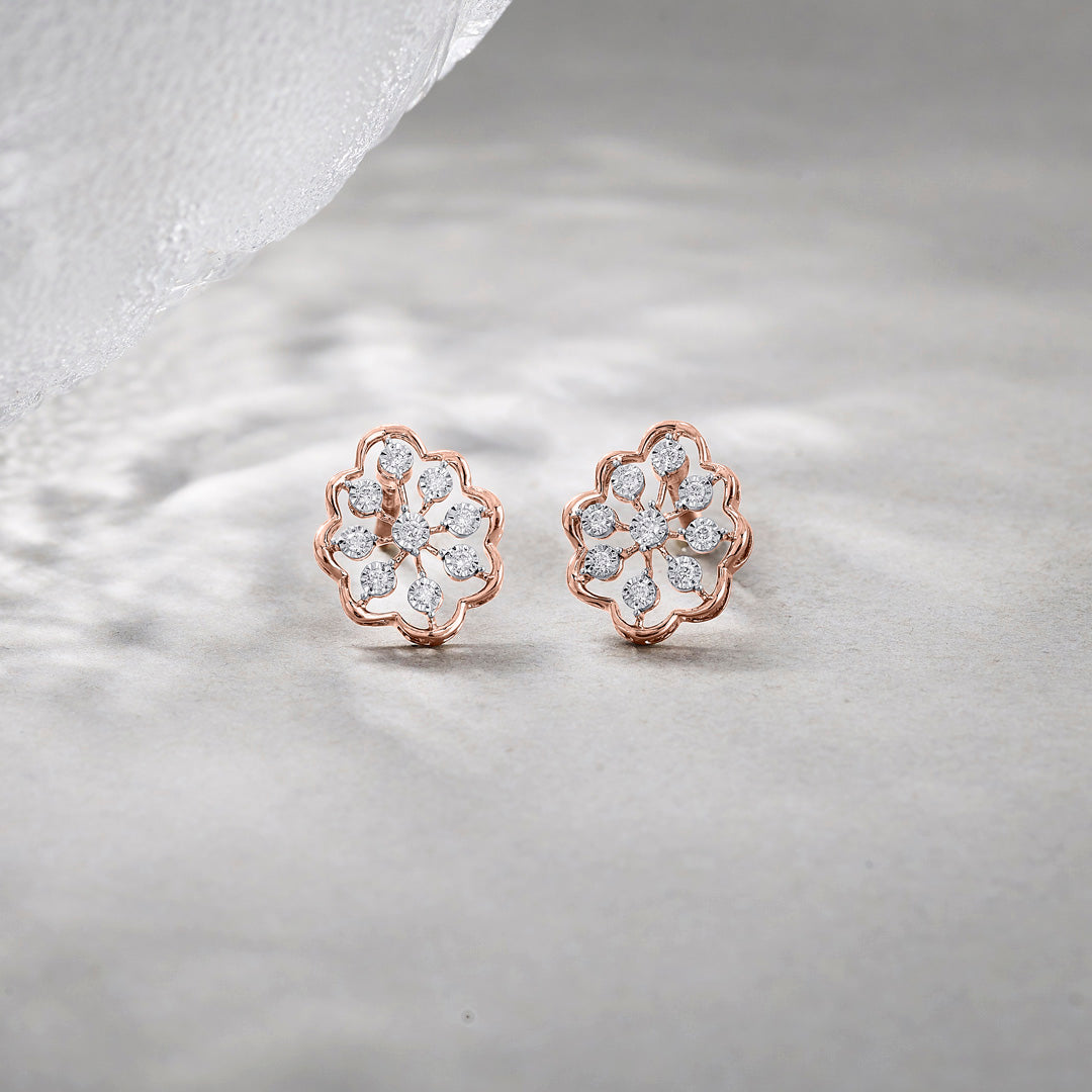 Celestial Muse Diamond & Gold Stud Earrings for Women
