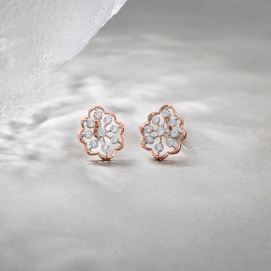 Celestial Muse Diamond & Gold Stud Earrings for Women