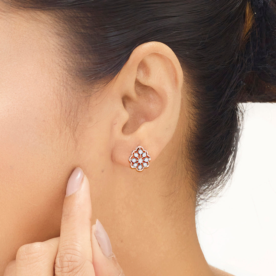 Celestial Muse Diamond & Gold Stud Earrings for Women