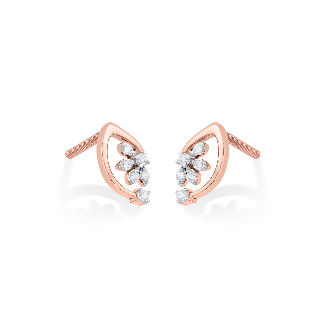 Veloura Glow Diamond & Gold Stud Earrings for Women