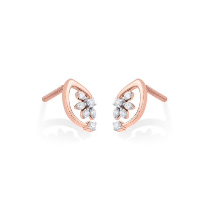 Veloura Glow Diamond & Gold Stud Earrings for Women