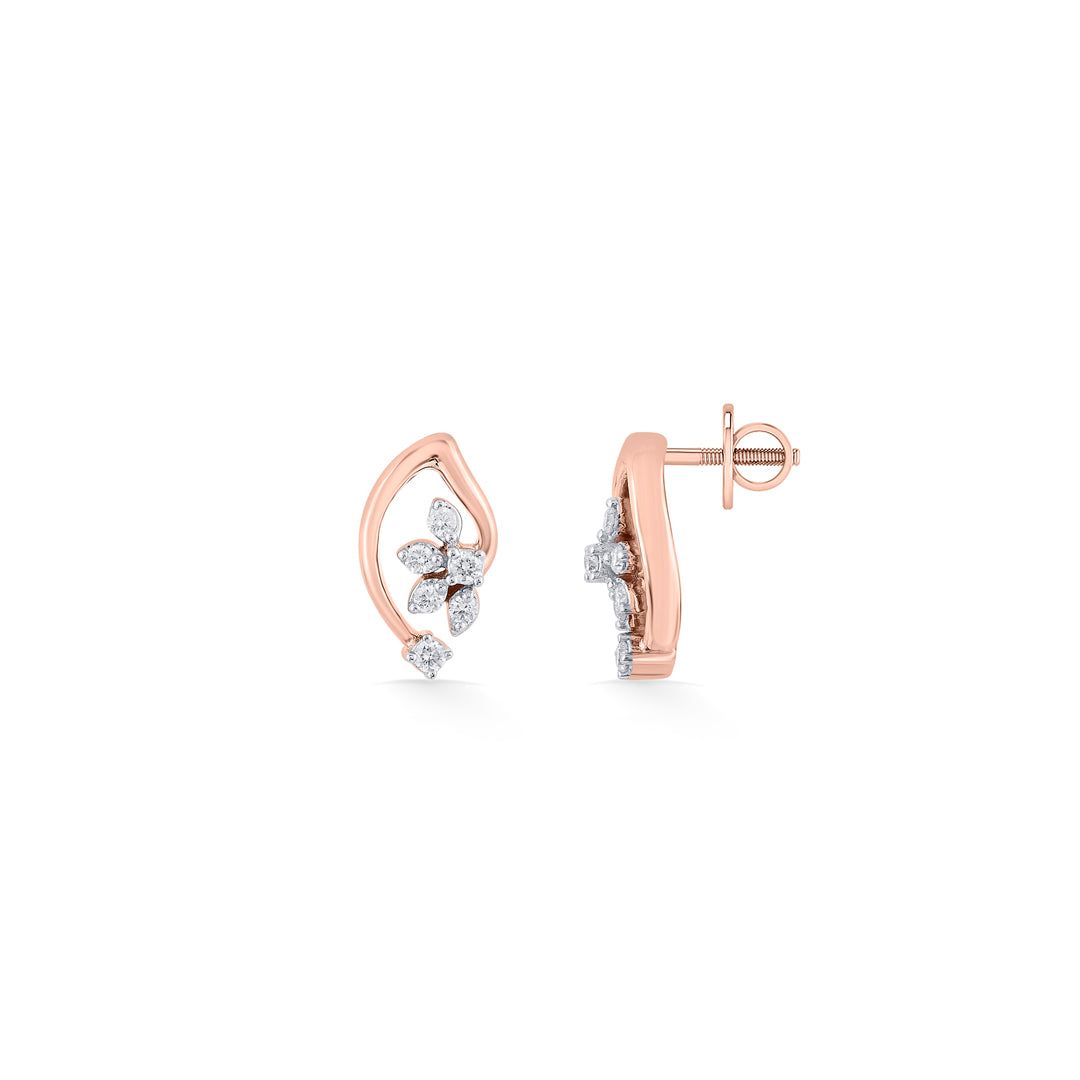 Veloura Glow Diamond & Gold Stud Earrings for Women