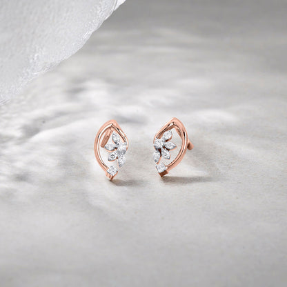 Veloura Glow Diamond & Gold Stud Earrings for Women