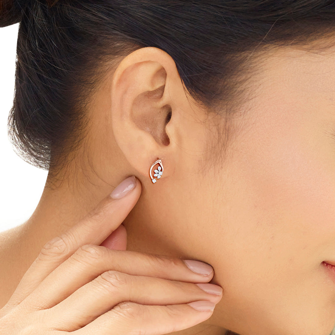 Veloura Glow Diamond & Gold Stud Earrings for Women
