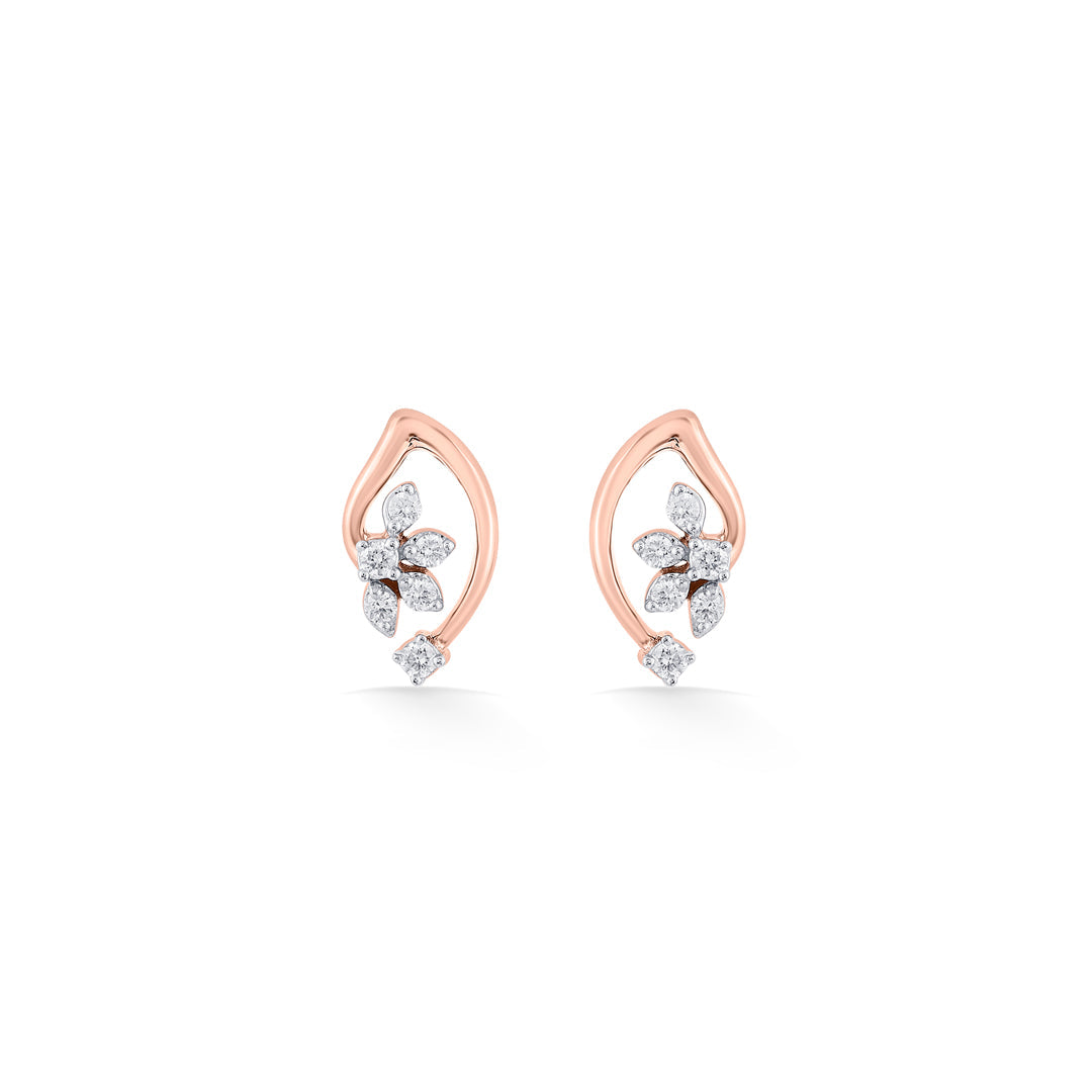 Veloura Glow Diamond & Gold Stud Earrings for Women