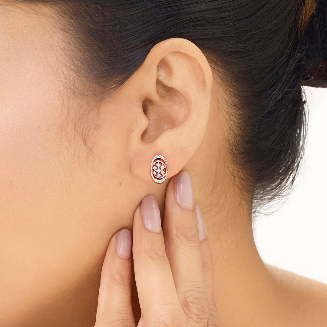 Lumina Halo Diamond & Gold Stud Earrings for Women