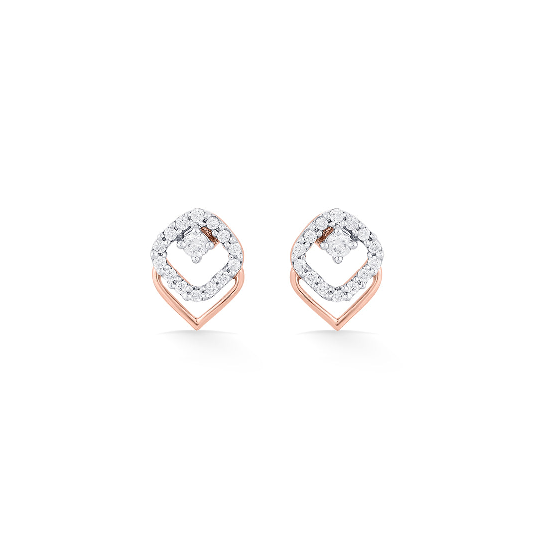 Whisper Glow Diamond & Gold Stud Earrings for Women