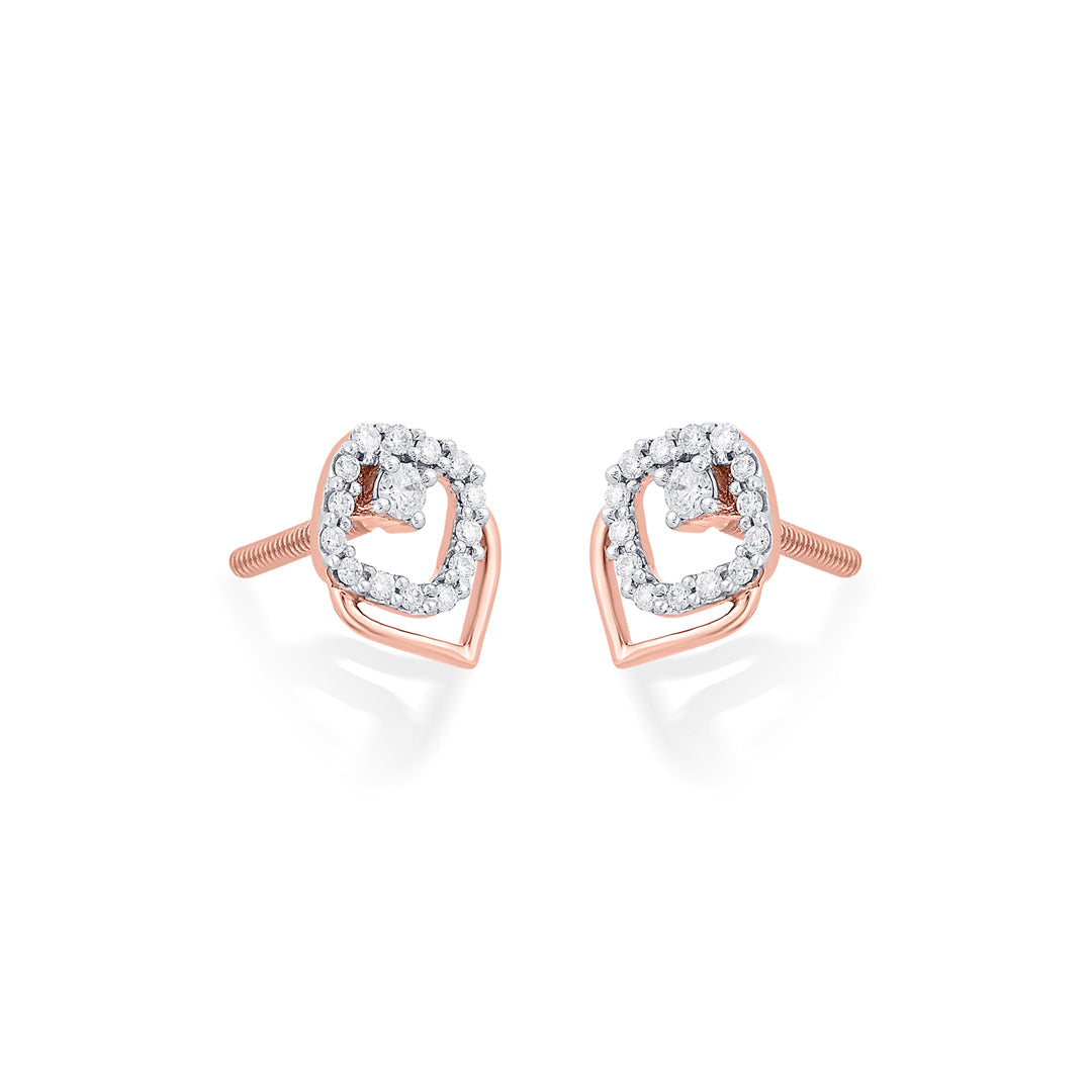 Whisper Glow Diamond & Gold Stud Earrings for Women