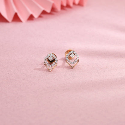 Whisper Glow Diamond & Gold Stud Earrings for Women