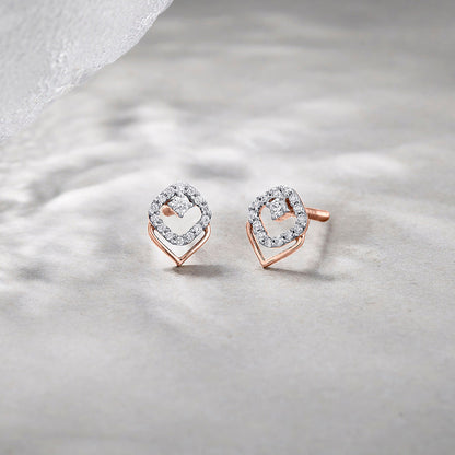 Whisper Glow Diamond & Gold Stud Earrings for Women