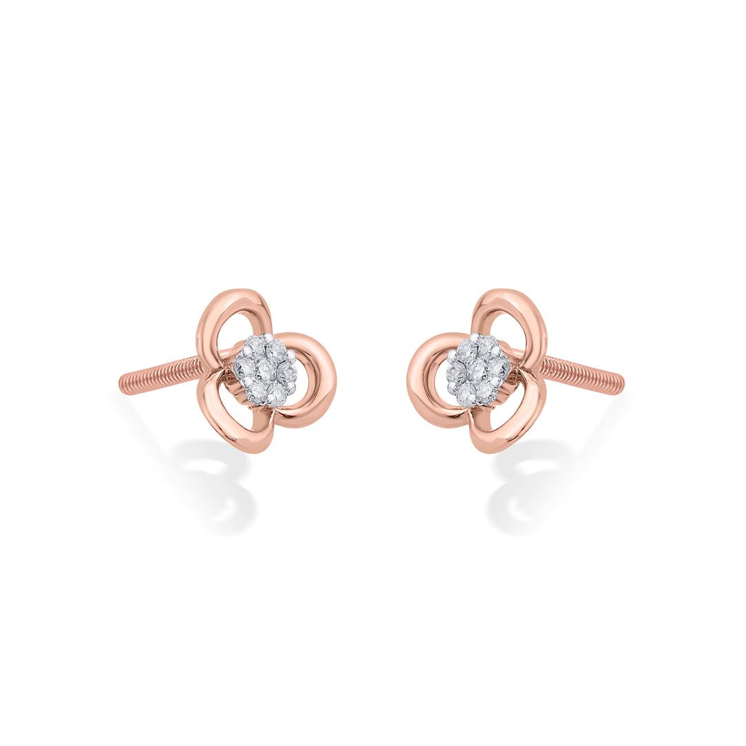 Bloom Lustre Diamond & Gold Stud Earrings for Women