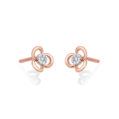 Bloom Lustre Diamond & Gold Stud Earrings for Women