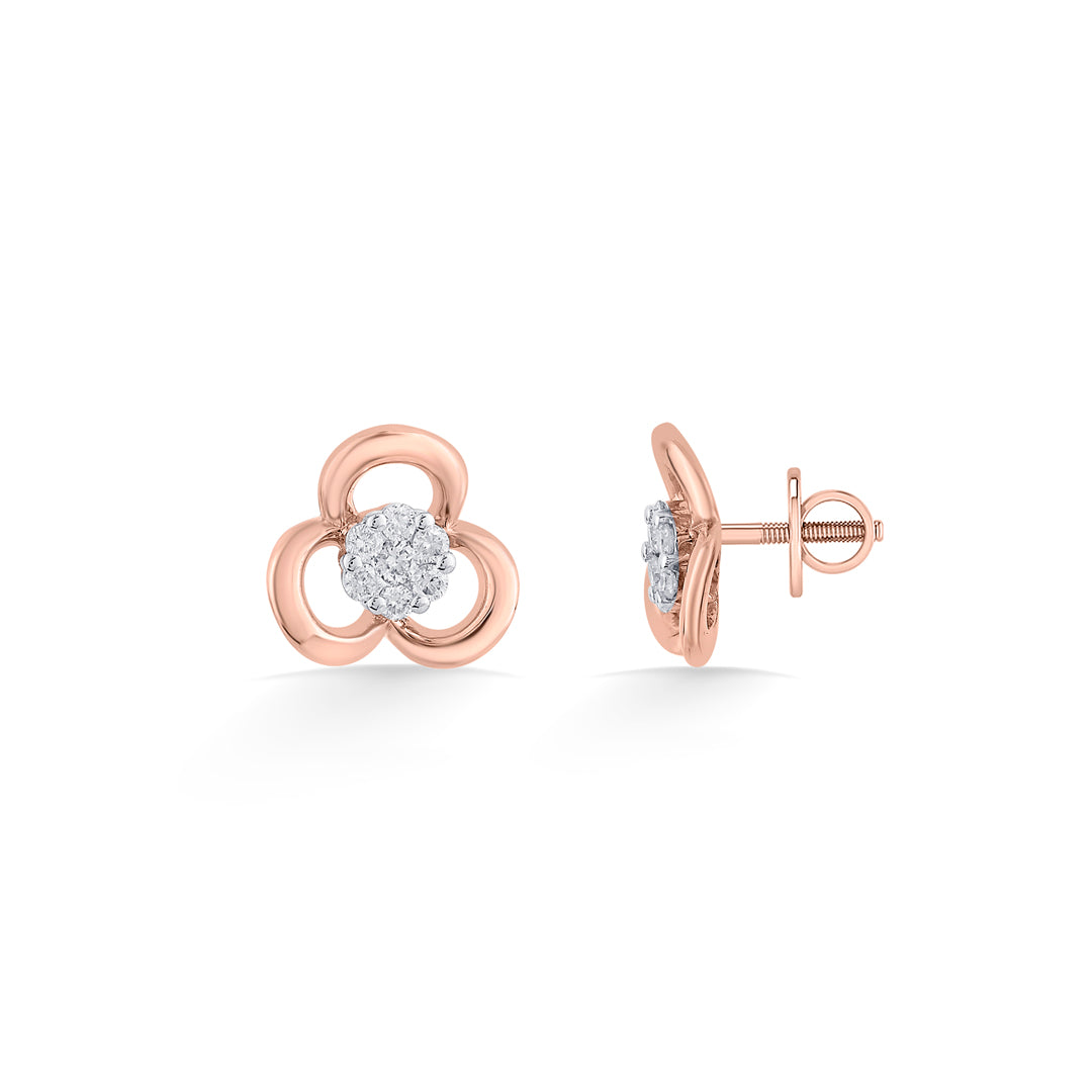 Bloom Lustre Diamond & Gold Stud Earrings for Women