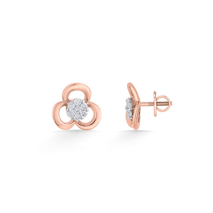 Bloom Lustre Diamond & Gold Stud Earrings for Women