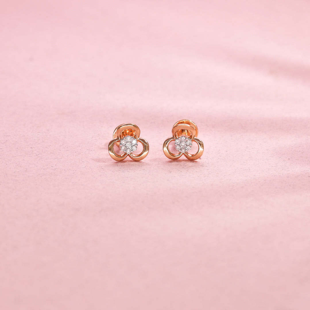Bloom Lustre Diamond & Gold Stud Earrings for Women