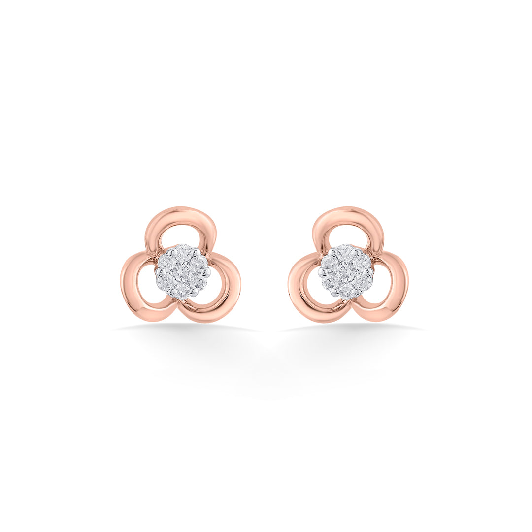 Bloom Lustre Diamond & Gold Stud Earrings for Women