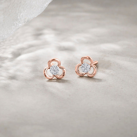 Bloom Lustre Diamond & Gold Stud Earrings for Women
