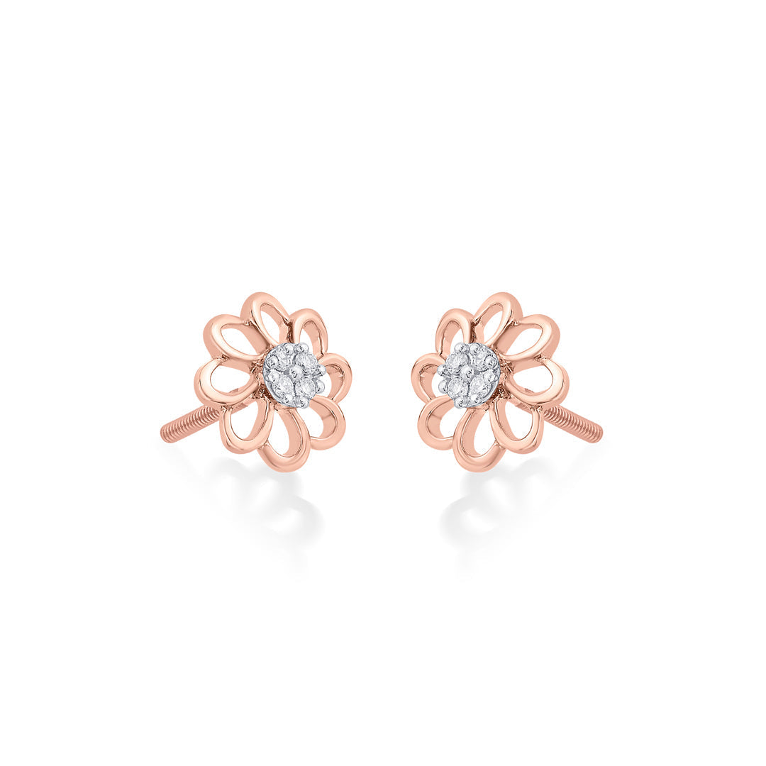 Cosmic Petals Diamond & Gold Stud Earrings for Women