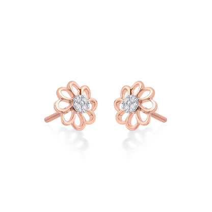 Cosmic Petals Diamond & Gold Stud Earrings for Women