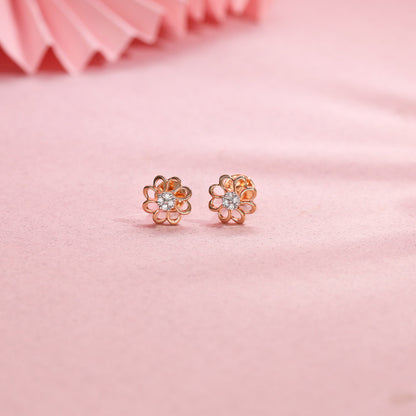 Cosmic Petals Diamond & Gold Stud Earrings for Women