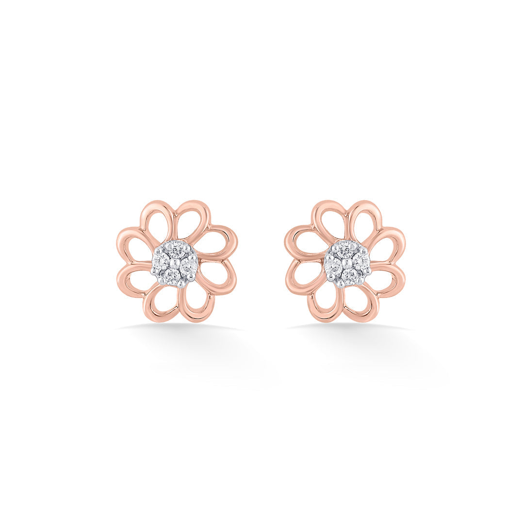 Cosmic Petals Diamond & Gold Stud Earrings for Women