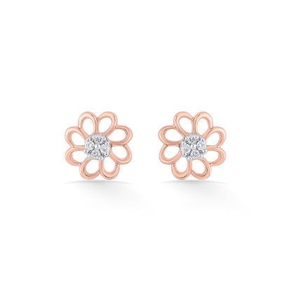 Cosmic Petals Diamond & Gold Stud Earrings for Women