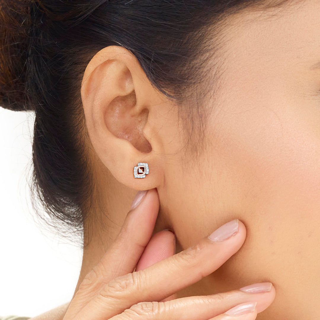 Prismelle Diamond & Gold Stud Earrings for Women