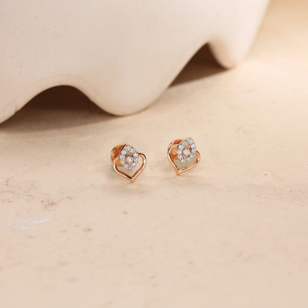Aurora Gleam Diamond & Gold Stud Earrings for Women