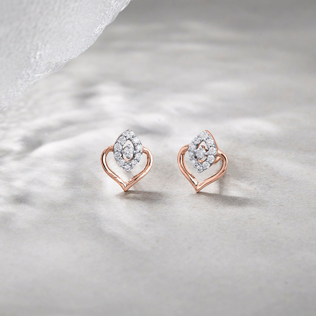 Aurora Gleam Diamond & Gold Stud Earrings for Women