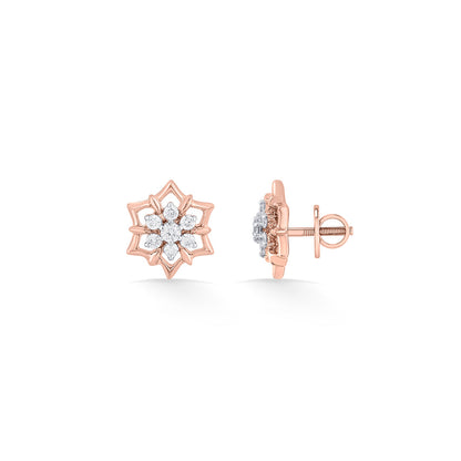 Hexa Gems Diamond & Gold Stud Earrings for Women