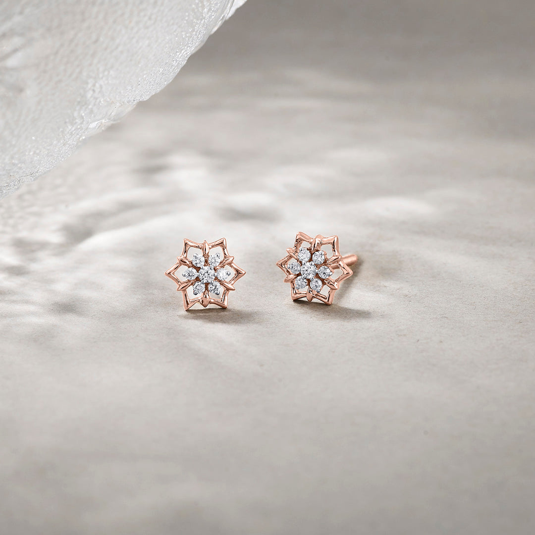 Hexa Gems Diamond & Gold Stud Earrings for Women