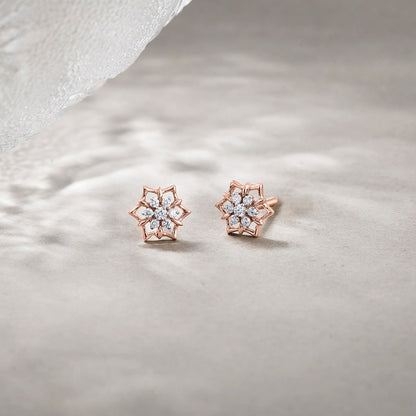 Hexa Gems Diamond & Gold Stud Earrings for Women