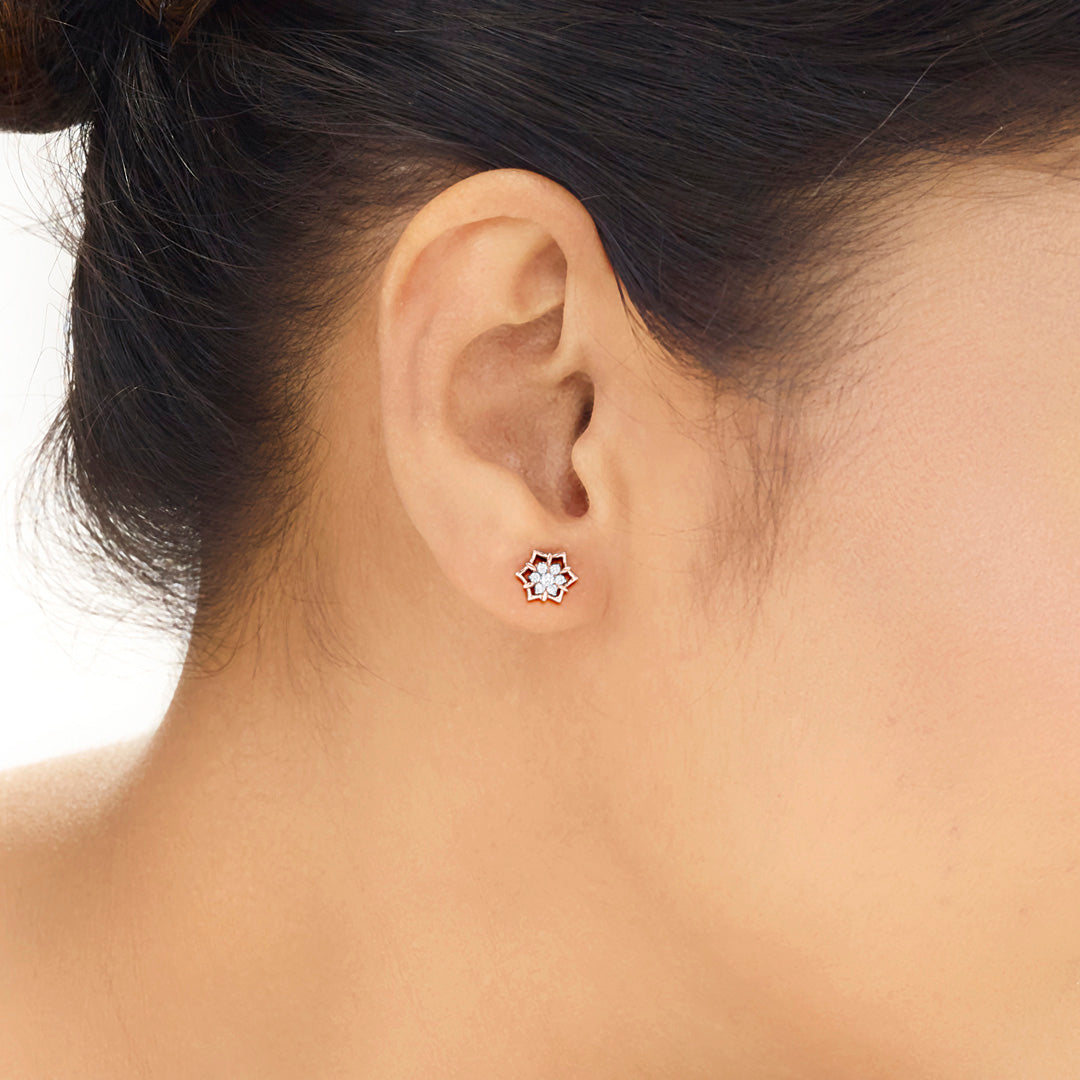Hexa Gems Diamond & Gold Stud Earrings for Women