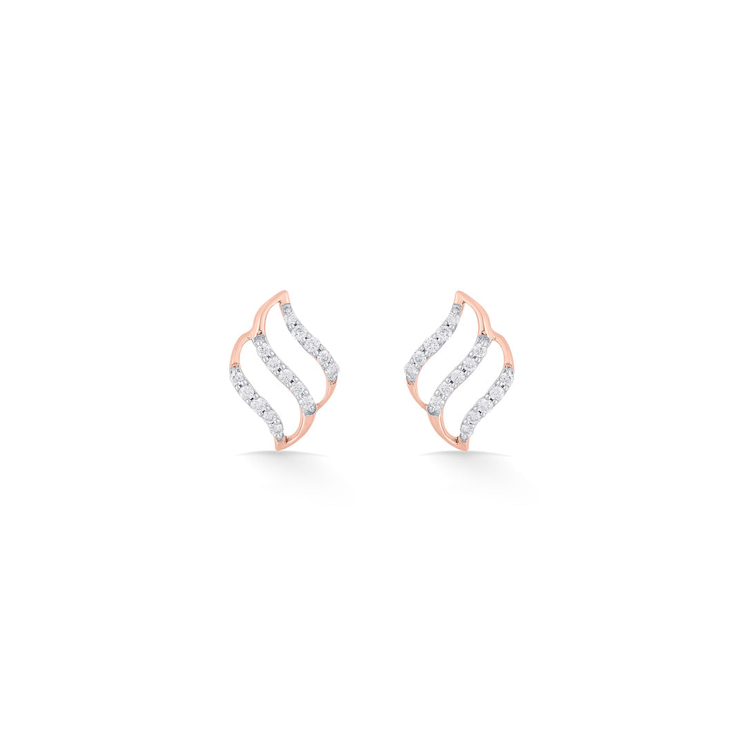 Lunar Veil Diamond & Gold Stud Earrings for Women
