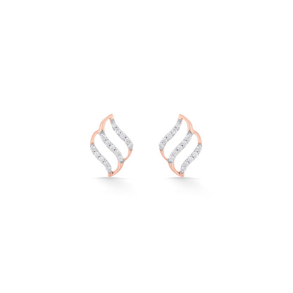 Lunar Veil Diamond & Gold Stud Earrings for Women