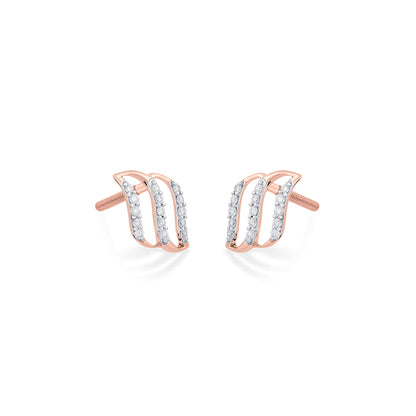 Lunar Veil Diamond & Gold Stud Earrings for Women