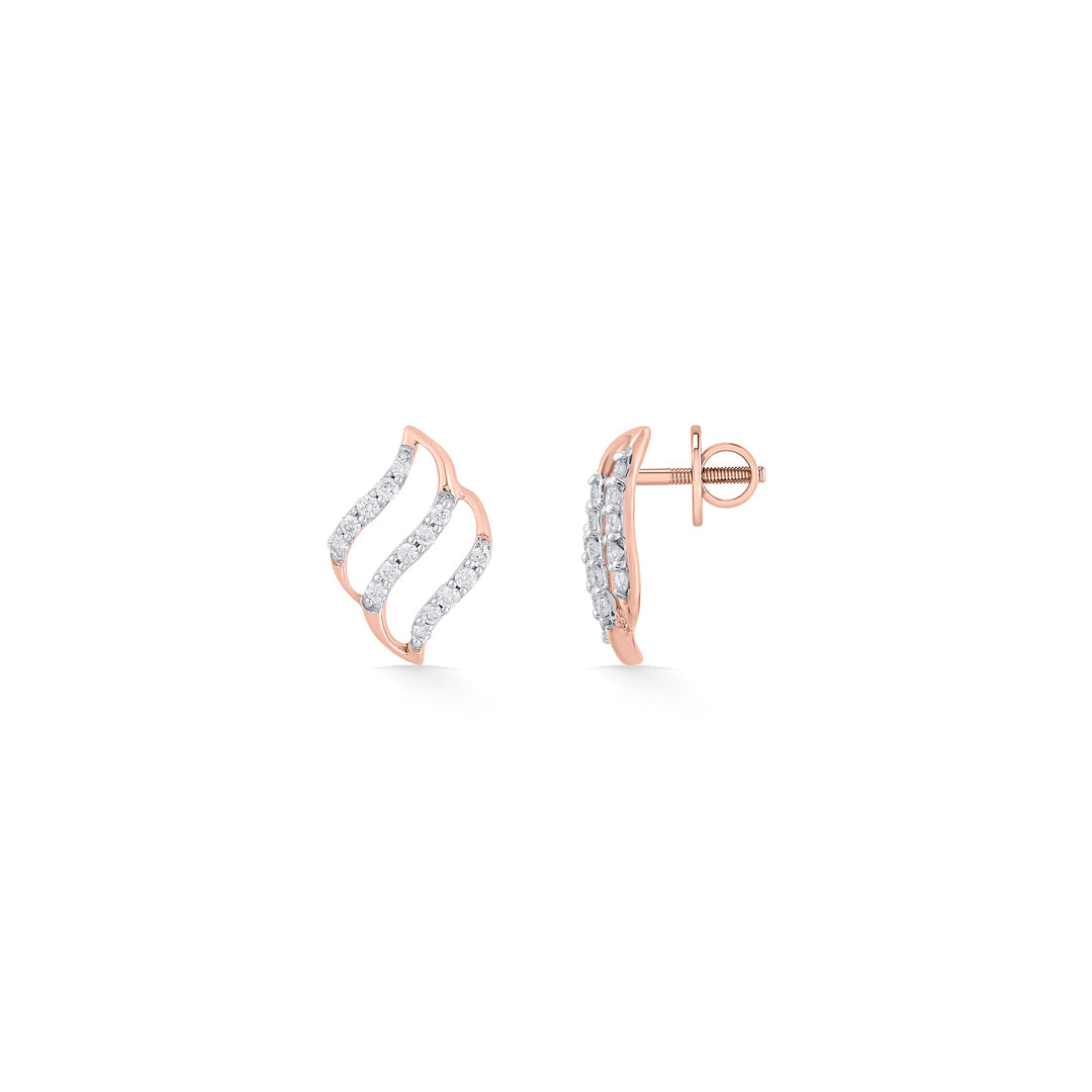 Lunar Veil Diamond & Gold Stud Earrings for Women