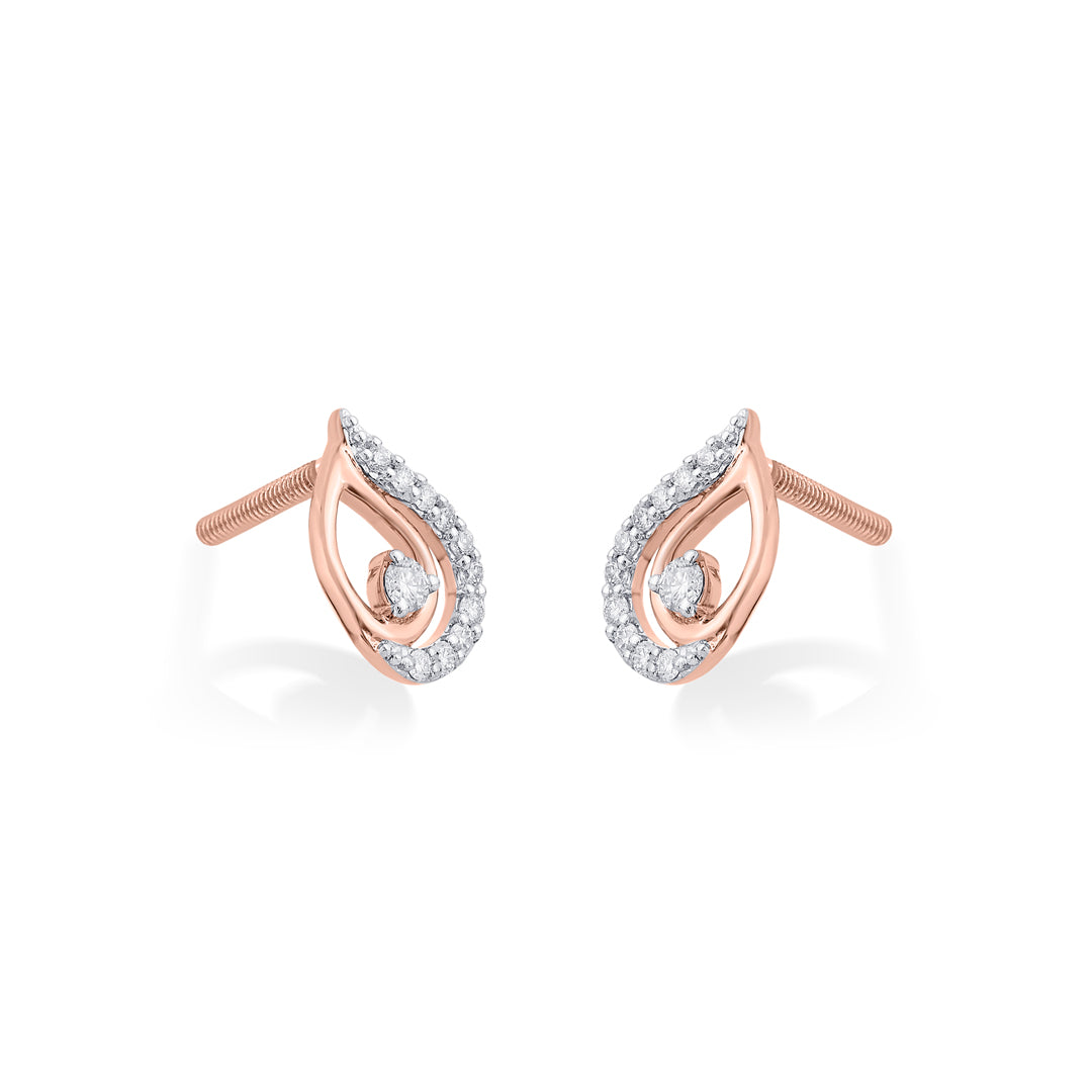 Dew Breeze Diamond & Gold Stud Earrings for Women