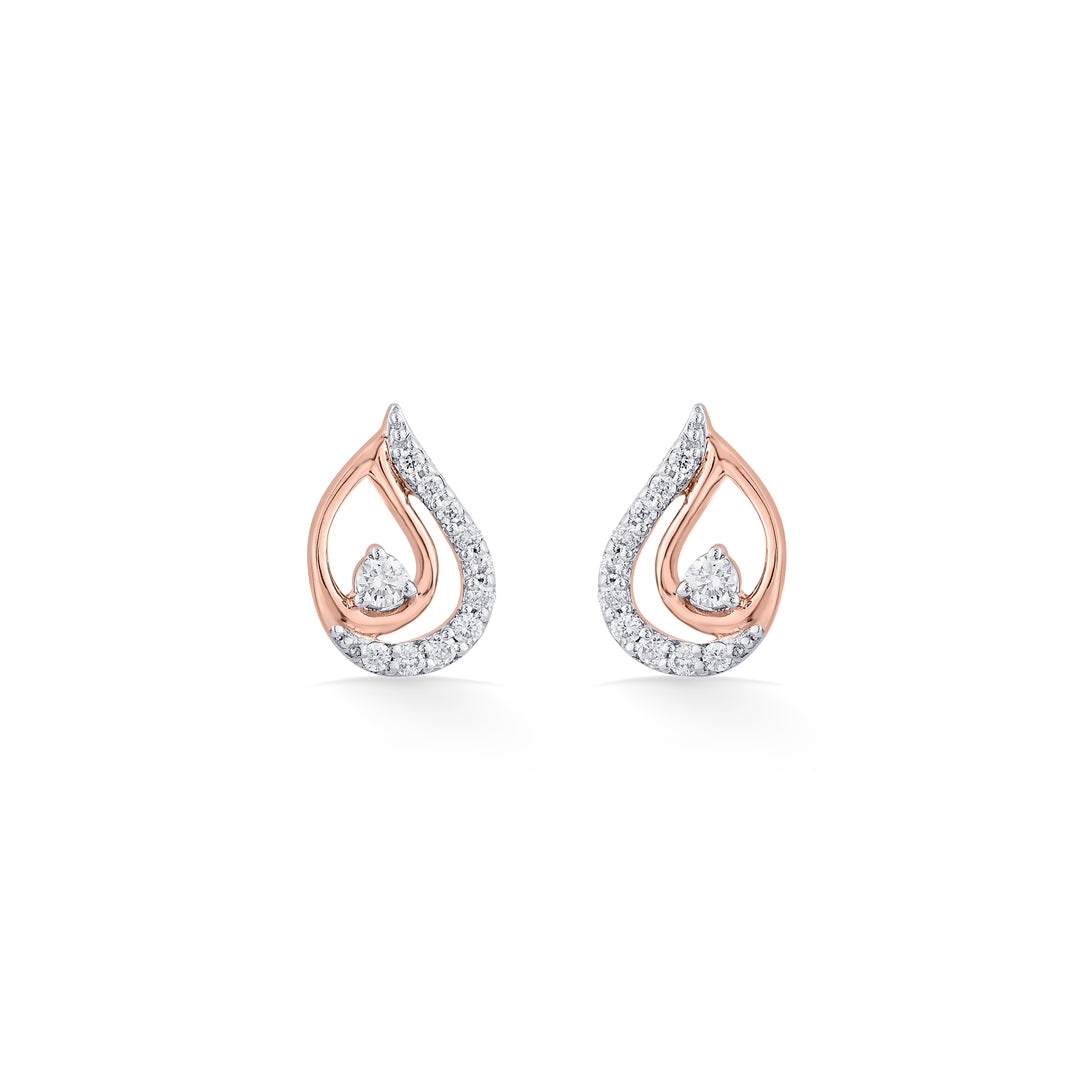 Dew Breeze Diamond & Gold Stud Earrings for Women